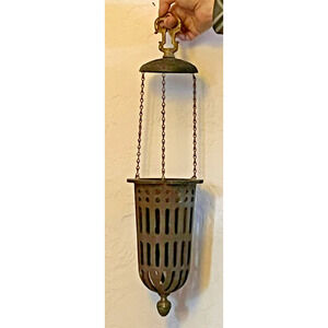 Antique Cast Iron Hanging Light Vase Planter Inscence Burner